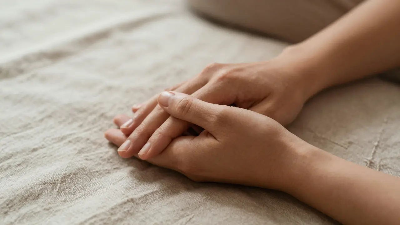 Záběr na ruce partnerů symbolizující důvěru a spojení